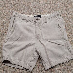 Abercrombie & Fitch Shorts Mens 34 Beige Linen Blend Casual Outdoors Preppy